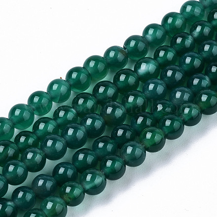 Chapelets de perles en agate d'onyx vert naturel X-G-S359-233-1