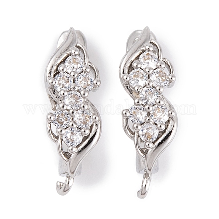 Фурнитура для сережек-обручов из латуни с фианитом KK-S374-04P-01-1