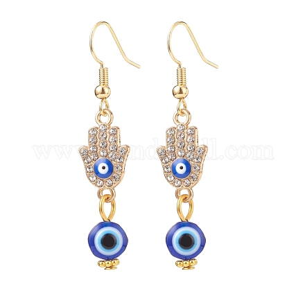 Crystal Rhinestone Dangle Earrings with Enamel Evil Eye EJEW-JE05012-04-1