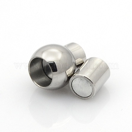 304 Stainless Steel Glazed Surface Magnetic Clasps with Glue-in Ends Fit 4mm Cords STAS-O042-B-04-1
