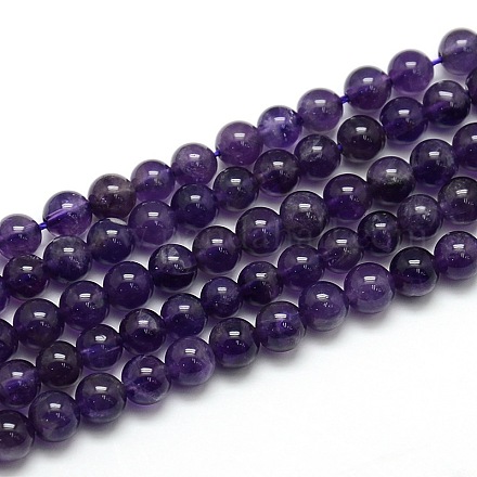 Natural Amethyst Round Bead Strands G-L170-6mm-02-1