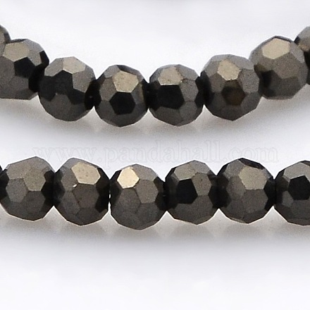 Perles en verre rondes à facettes plein plaqué GLAA-A027-3mm-FP02-1