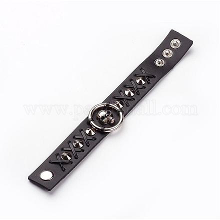 Punk Rock Style Cowhide Leather Rivet Bracelets BJEW-D438-12-1
