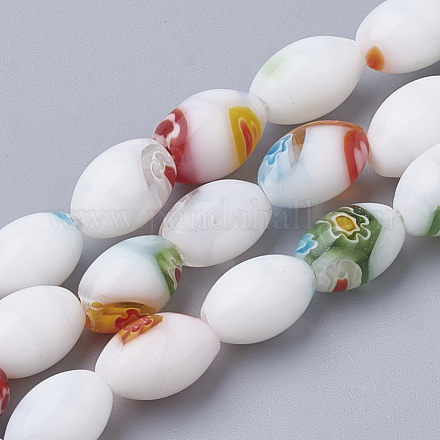 Chapelets de perles vernissées de millefiori manuelles LAMP-T005-23-1