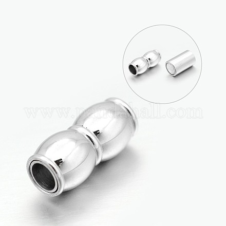Peanut 304 Stainless Steel Smooth Surface Magnetic Clasps Fit 4mm Cords STAS-N065-39-1