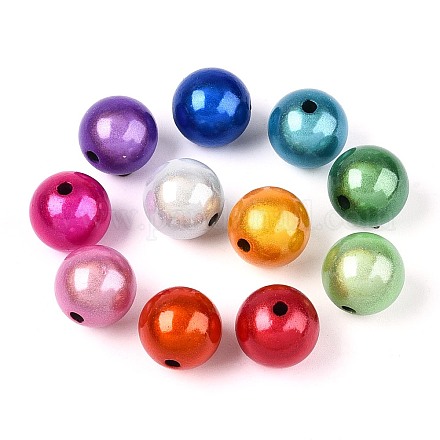 Лакированные бусины из акрила &nbsp;MACR-Q154-14mm-01M-01-1