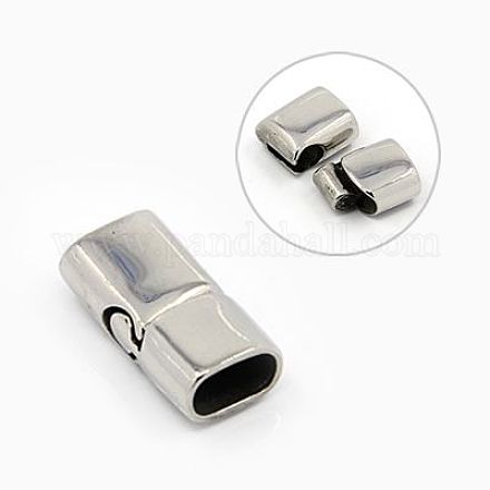 Smooth 304 Stainless Steel Magnetic Clasps with Glue-in Ends STAS-E055-10-1