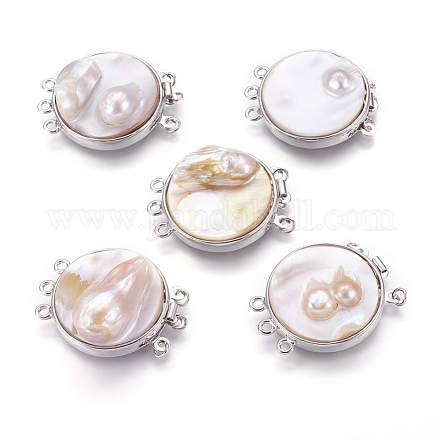 Fermoirs en forme de coquille de perle blanche SSHEL-L007-11P-1