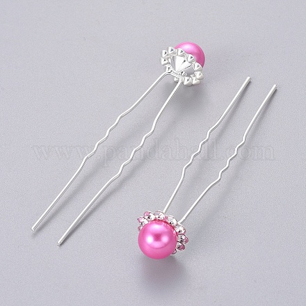 (Defective Closeout Sale) Lady's Hair Accessories Silver Color Plated Iron Ball Hair Forks PHAR-XCP0004-04S-01-1