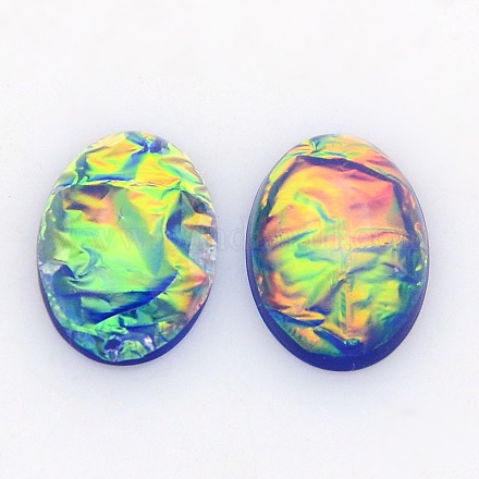 Oval Resin Imitated Opal Cabochons CRES-L007-08-1