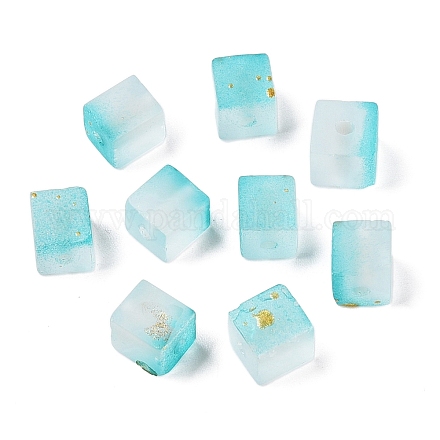 Матовые стеклянные бусины с золотистой блестящей пудрой DGLA-NH001-6mm-01C-1