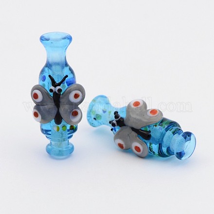 Handmade Lampwork 3D Vase with Butterfly Big Beads LAMP-L047-03-1