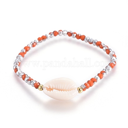 Cowrie Shell Stretch Bracelets BJEW-JB04062-03-1