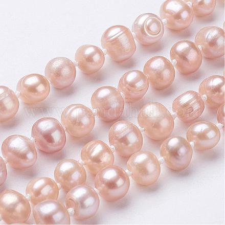 Natural Pearl Beaded Necklaces NJEW-P149-03C-1