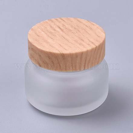 Pot de crème cosmétique en verre dépoli AJEW-WH0104-51-1