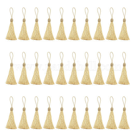 CHGCRAFT 30Pcs Gold Silky Tassels Bookmark Tassels Tassel Pendant Decoration Tassels Hanging Ornaments for Car Rearview Mirrors Home Decoration HJEW-WH0043-23-1