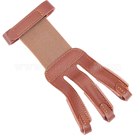 GORGECRAFT Brown Archery Glove Three Finger Genuine Leather Protective Glove Tab Accessories for Adult Beginner Gear Archery Shooting AJEW-WH0252-08-1