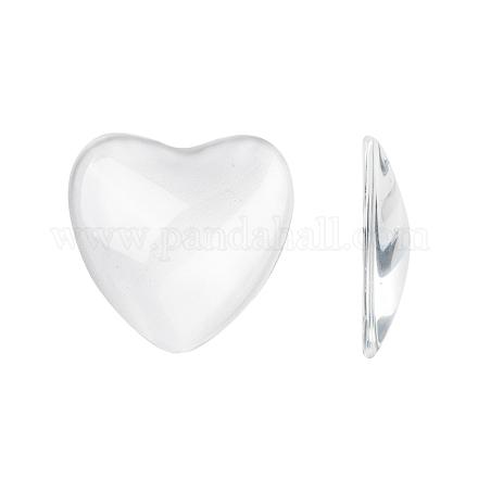 Cabuchones de corazón de cristal transparente GGLA-R021-30mm-1