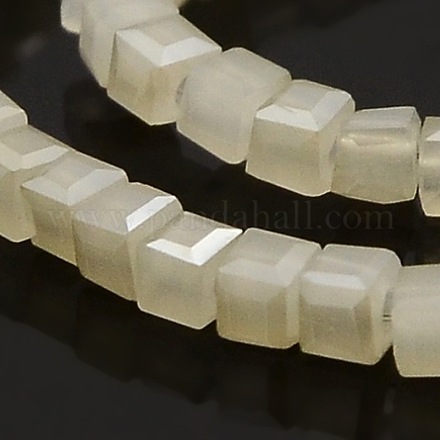 Half Rainbow Plated Imitation Jade Glass Faceted Cube Beads Strands GLAA-A031-2mm-HR03-1