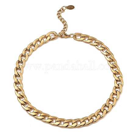 304 Stainless Steel Cuban Link Chain Necklace BJEW-B072-04G-1
