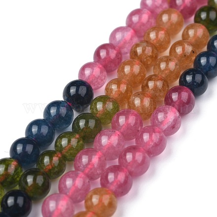 Natural Mixed Gemstone Imitation Tourmaline Beads Strands G-O183-08-6mm-1