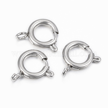 304 Stainless Steel Smooth Surface Spring Ring Clasps X-STAS-H396-C-02P-1