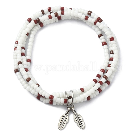 Bracelets de chaîne multi-boucles en perles de rocaille de verre BJEW-TA00339-01-1