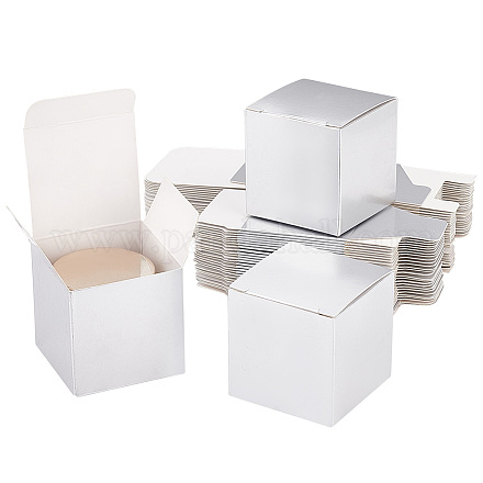 PH PandaHall 30pcs Sliver Mini Cardboard Boxes 2x2x2 inch Christmas Gift Box Cookie Bakery Boxes Candy Boxes Cake Containers for Christmas Party Favors Cupcakes Chocolate Weddings Birthday Easter CON-WH0094-22B-1
