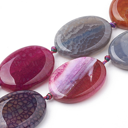 Chapelets de perles en agate craquelée naturelle teintée G-T105-06A-1