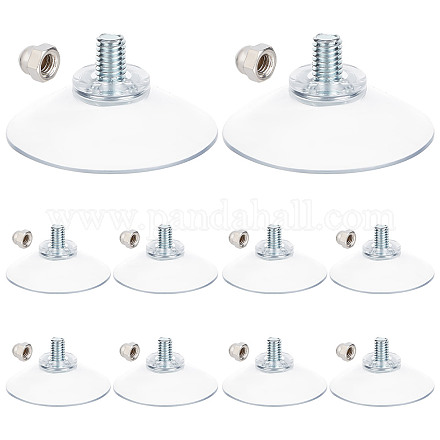 GORGECRAFT 12PCS License Plate Suction Cups Hooks Clear 42Mm Diameter Strong Suctions Cup Holders Bathroom Kitchen Shelf Accessories with Iron M6 Cap Nut for Shade Cloth Acrylic Plate FIND-GF0003-39B-1