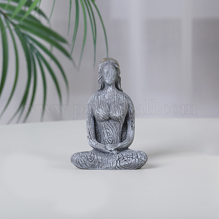 Yoga-Frau-Gebetsstatue aus Kunstharz DJEW-PW0013-55A-02-1
