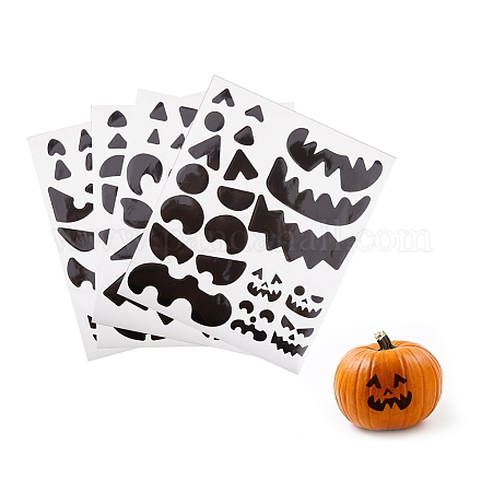 Pegatinas decorativas cara de calabaza de halloween STIC-WH0005-01-1