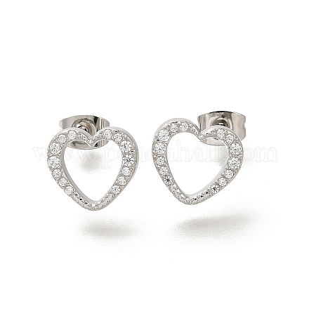 Серьги-гвоздики из нержавеющей стали 304 с микропаве из прозрачных кубических цирконий EJEW-H018-02P-03-1