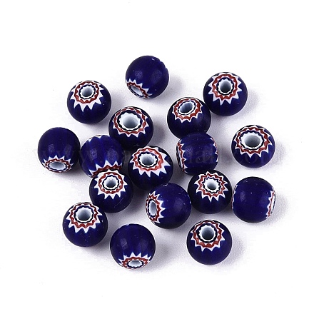 Handgemachte Millefiori Glas runde Perlen LA-N002-08A-1