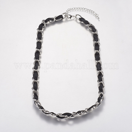 Halsketten mit doppelter Gliederkette aus Eisen NJEW-J023-14P-1