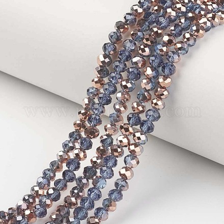 Electroplate Transparent Glass Beads Strands X-EGLA-A034-T6mm-N18-1