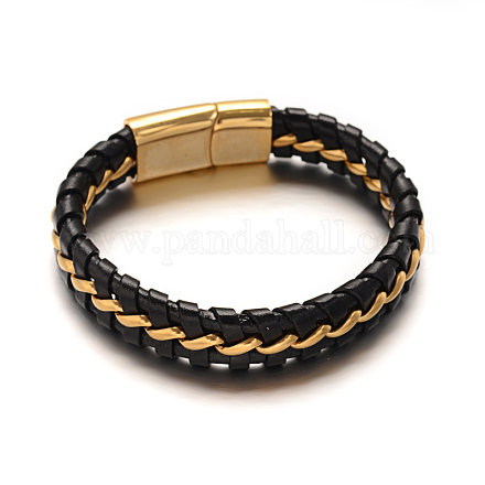 Unisex Braided Leather Cord Bracelets BJEW-L542-19G-1