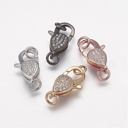 Brass Micro Pave Grade AAA Cubic Zirconia Lobster Claw Clasps ZIRC-K059-01-NR-1