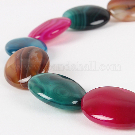 Agata naturale ovale lucido fili di perline G-E221-03F-1