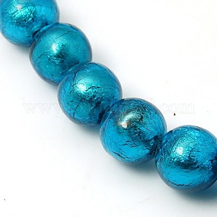 Chapelets de perles de feuille d'argent en verre FOIL-G019-10mm-12-1