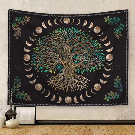 Baum des Lebens Blume Sonne Mond Hippie Wandteppiche MAND-PW0001-26F-1