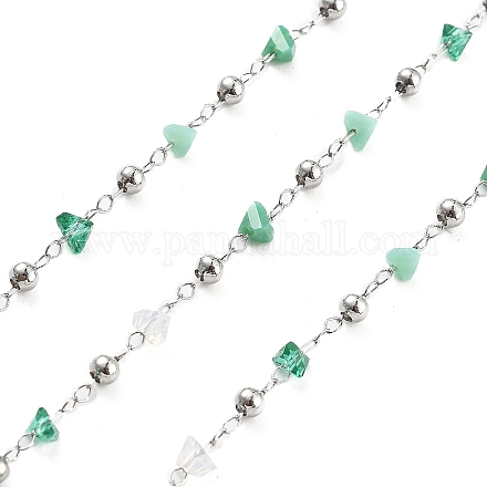 Цепочки из латунных и стеклянных бусин ручной работы CHC-L051-03P-03-1