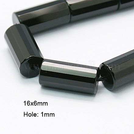 Hebras de cuentas de ónix negro natural G-E039-FC-16x6mm-1