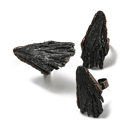 Регулируемые кольца из натурального черного турмалина RJEW-K269-07R-1