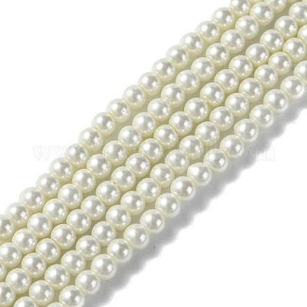 Hebras de cuentas redondas de perlas de vidrio teñidas ecológicas X-HY-A002-4mm-RB001-1