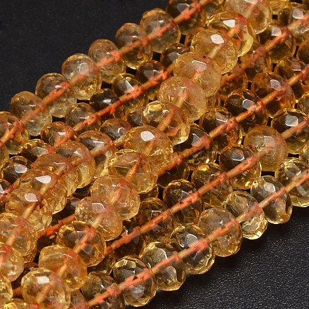 Faceted Rondelle Natural Quartz Crystal Beads Strands G-K067-02-10mm-1