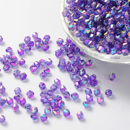 Perles acryliques transparentes écologiques plaquées couleur bicône ab TACR-A003-4mm-21-1