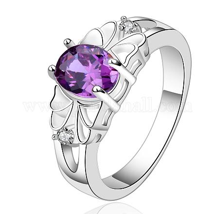 Romantique laiton ovale cubes anneaux zircone pour les femmes RJEW-BB09021-8-1