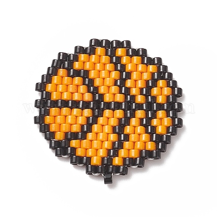 手作り織機模様ミユキシードビーズ  スポーツテーマのペンダント  バスケット模様  24x23x1.8mm  穴：0.7mm PALLOY-MZ00066-04-1
