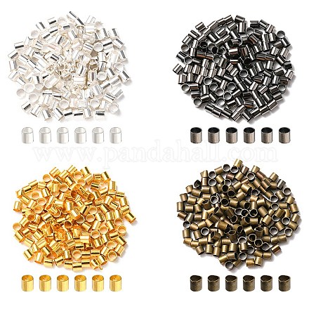 600 個 4 色真鍮つぶし玉  チューブ  ミックスカラー  2x2x0.15mm  穴：1.5mm  150個/カラー KK-YW0001-52-1